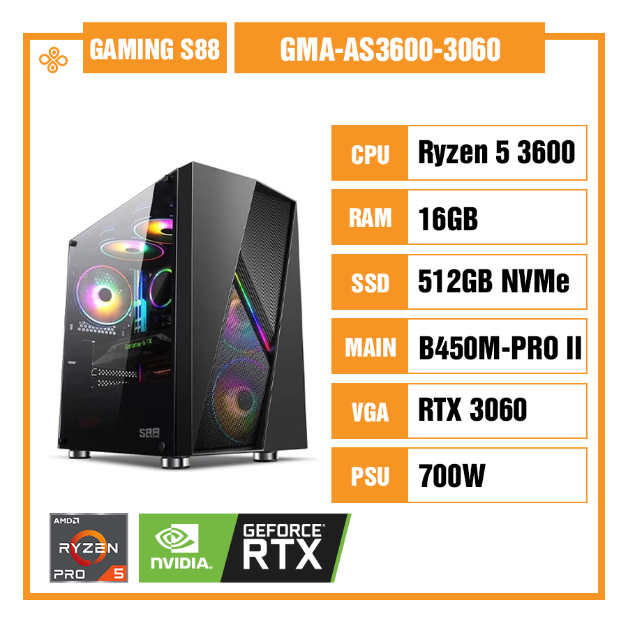 PC Gaming S88 GMa-AS3600-3060 (AMD Ryzen 5 3600/RTX 3060)