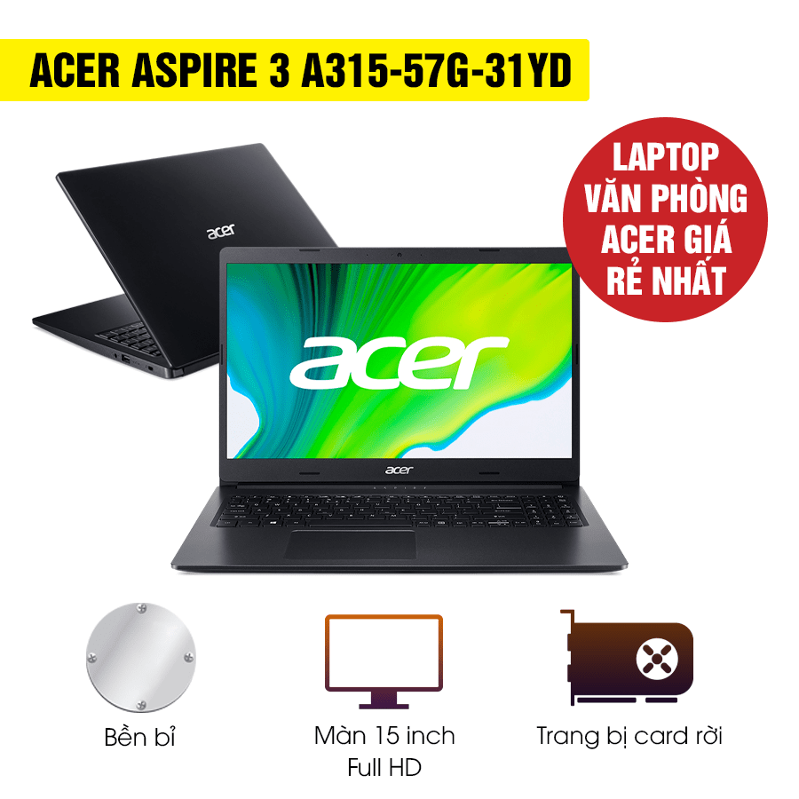 [Mới 100% Full Box] Laptop Acer Aspire 3 A315-57G-31YD - Intel Core i3
