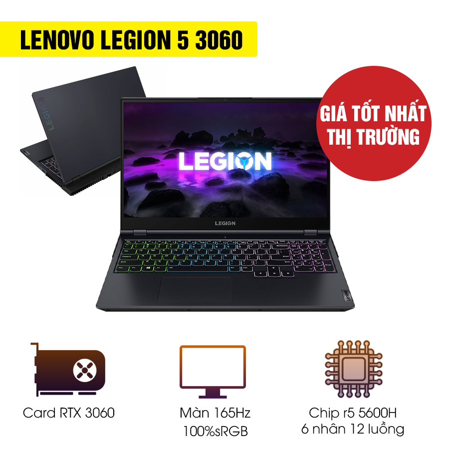 [Mới 100% Full Box] Laptop Lenovo Legion 15ACH6H 82JU00YWVN - Ryzen 5 5600H RTX 3060