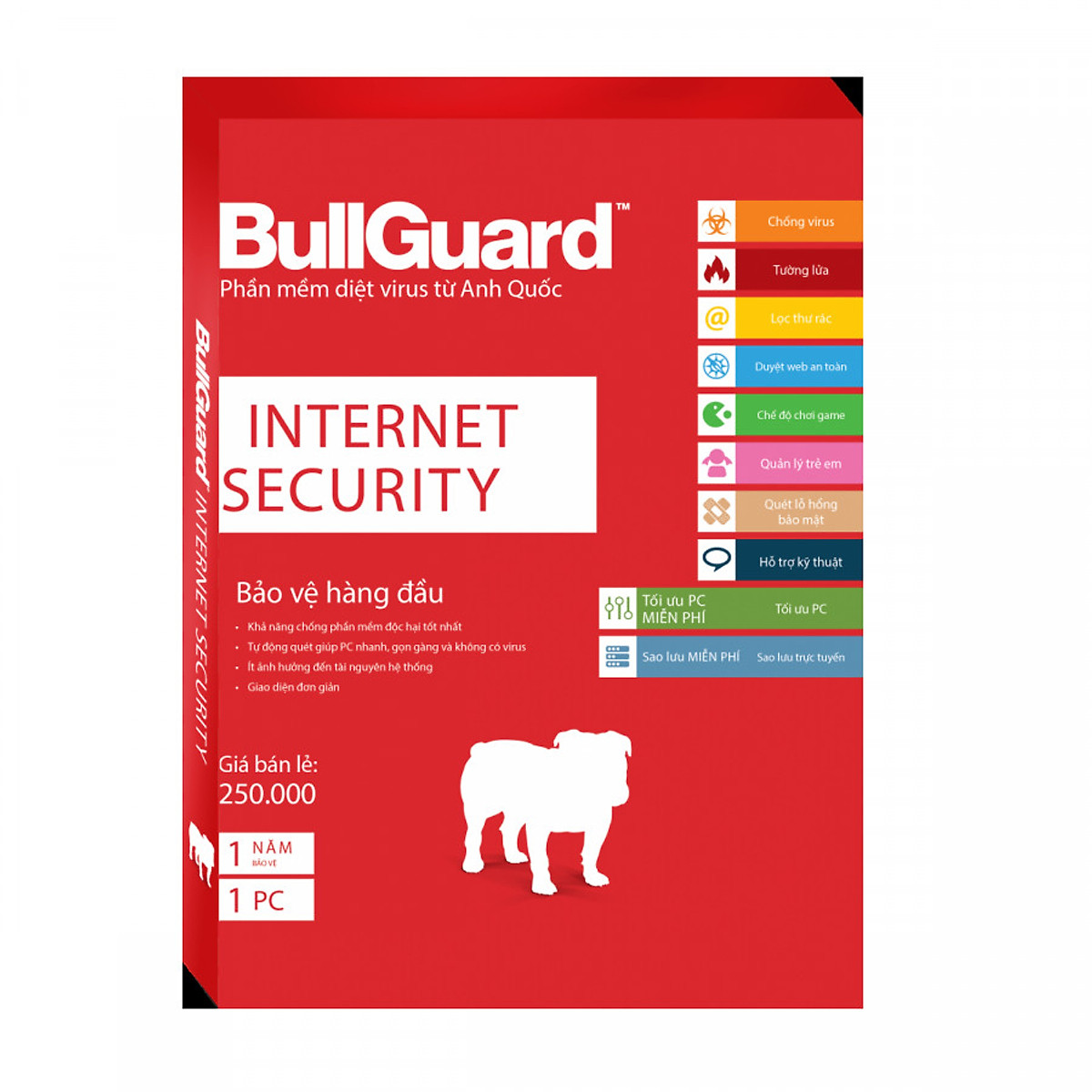 Phần mềm diệt virus Bullguard Internet Security-1 năm 2 máy-ESD