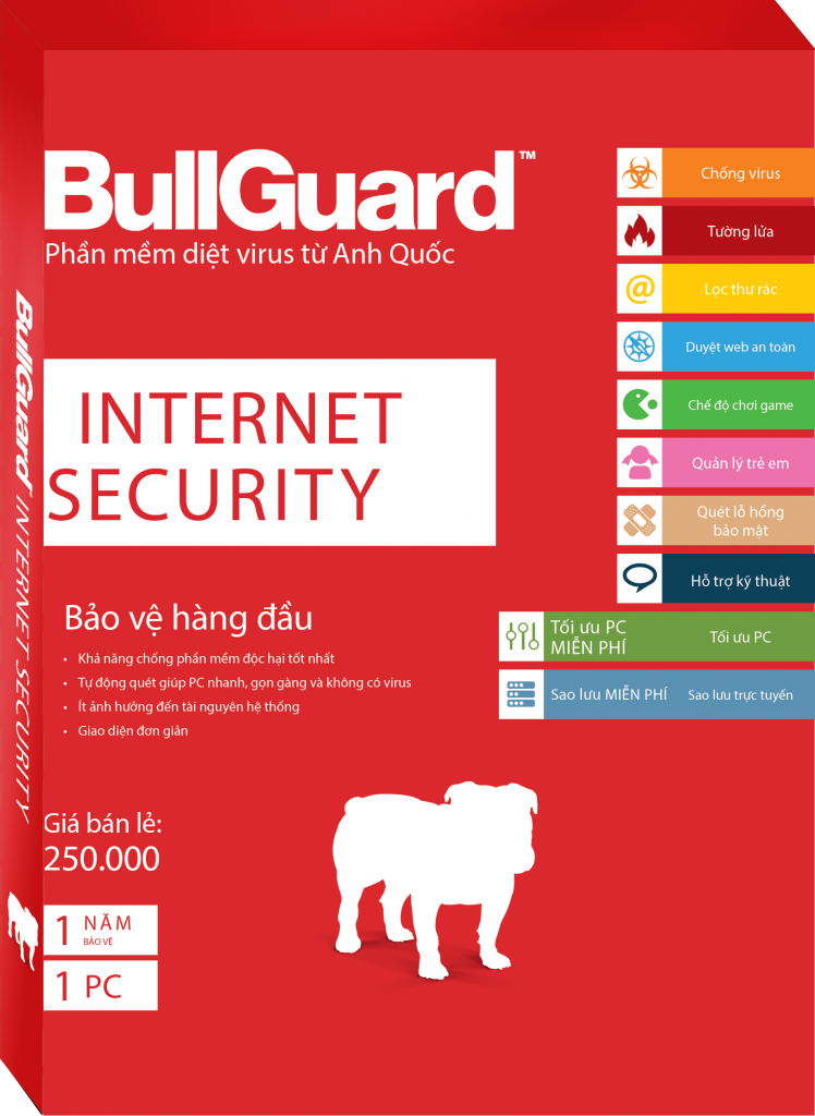 Phần mềm diệt virus Bullguard Internet Security-1 năm 2 máy-ESD