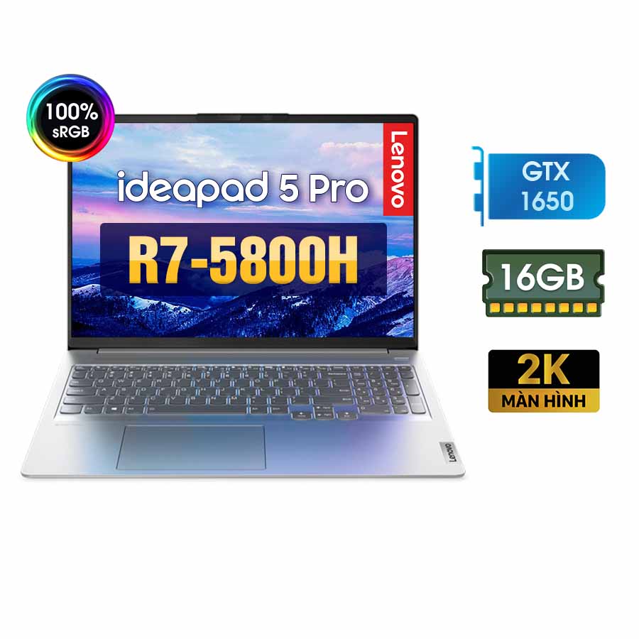 [New 100%] Laptop Lenovo IdeaPad 5 Pro 16ACH6 82L500WJVN - AMD Ryzen 7 | GTX 1650 | 16 Inch 2K 100% sRGB