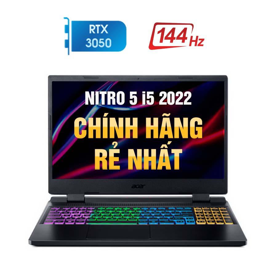 [New 100%] Laptop Gaming Acer Nitro 5 AN515-58-52SP - Intel Core i5 - 12500H | RTX 3050 4GB | 15.6 Inch Full HD 144Hz