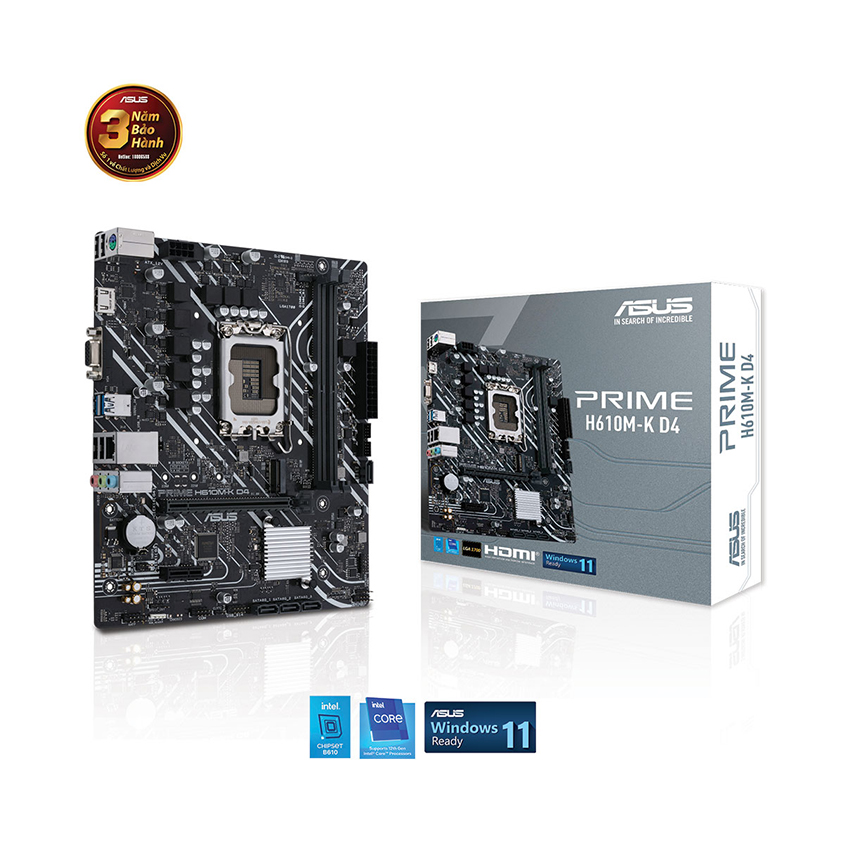 Mainboard Asus PRIME H610M-K D4 (Intel H610, LGA1700, M-ATX, 2 khe RAM DDR4)