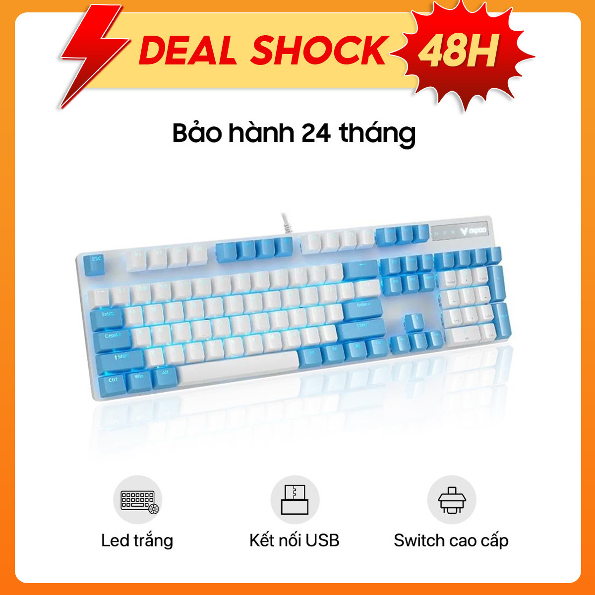 [New 100%] Bàn phím cơ RAPOO V500 Pro White Blue | White Red | White Pink (12310 | 12311 | 12113 | 11731 )