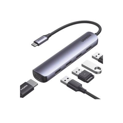 [Mới 100%] Thiết bị mở rộng USB Type-C to HDMI 4K kèm HUB 4 cổng USB 3.0 Ugreen 20197