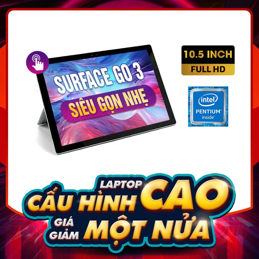 [Mới 100%] Microsoft Surface Go 3 Platinum 6500Y - Intel Pentium Gold 6500Y | 8GB | 10.5 Inch 1920 x 1200