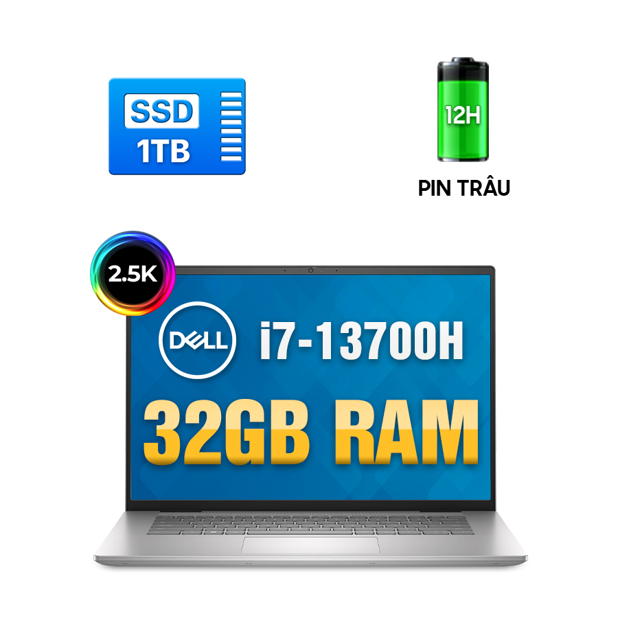 [New 100%] Dell Inspiron 16 Plus 7630-T8TT5 - Intel Core i7-13700H | 32GB | 1TB | 16 Inch 2.5K