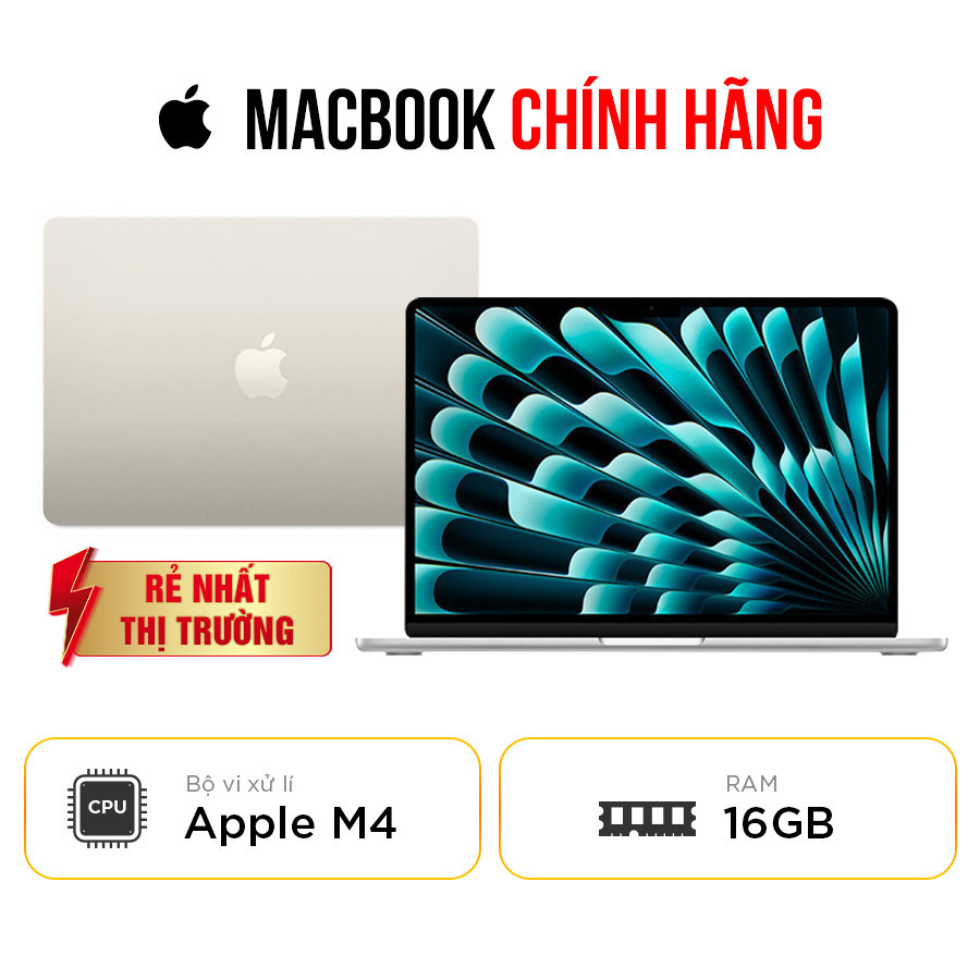 [New 100%] Macbook Air M4 - 10 Core CPU | 8 Core GPU | RAM 16GB | 13.6 Inch Liquid Retina