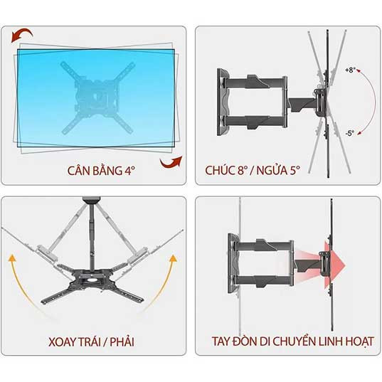 [New 100%] Giá treo tivi, Khung treo tivi xoay đa năng 35 inch - 65 inch