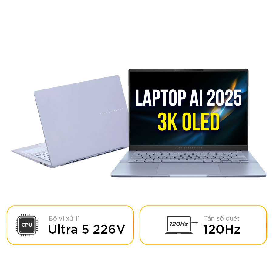 [New 100%] Laptop Asus Vivobook S 14 OLED S5406SA-PP060WS - Intel Core Ultra 5 226V | 16GB | 14 Inch 3K OLED 100% DCI-P3 120Hz