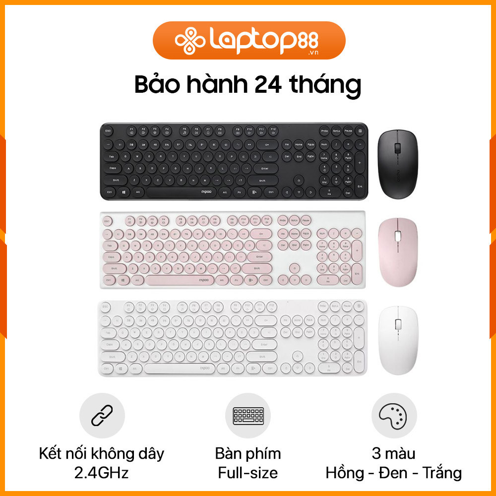 [New 100%] Bộ bàn phím chuột không dây RAPOO X260S Black 11559 | Pink 11811 | White 11810