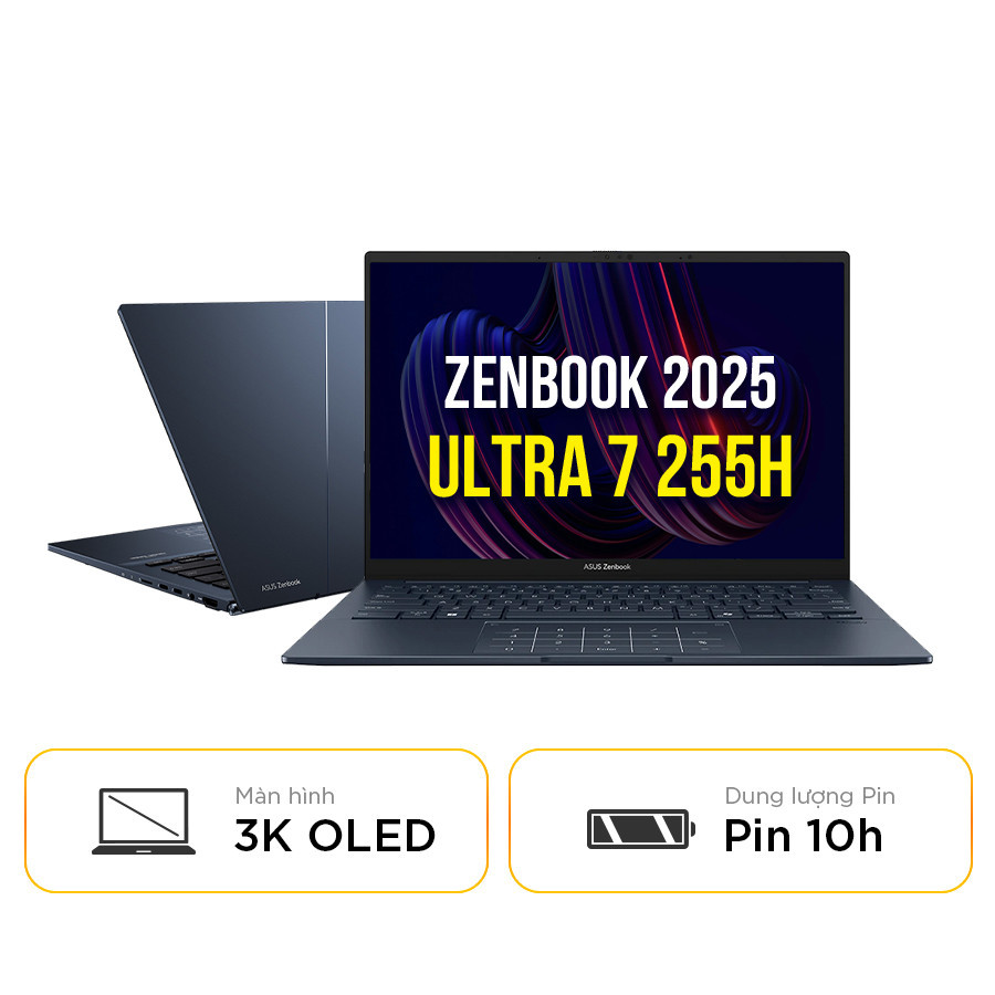 [New 100%] Laptop Asus Zenbook 14 OLED UX3405CA-PZ368WS - Ultra 7-255H | 16GB | 14 Inch 3K OLED