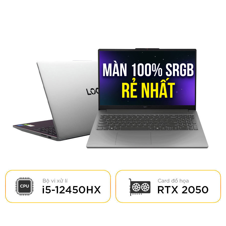 [New 100%] Laptop Lenovo LOQ Essential 15IAX9E 83LK006CIN - Intel i5-12450HX | SSD 512GB | RTX 2050 | 15.6 inch Full HD 144Hz 100% sRGB