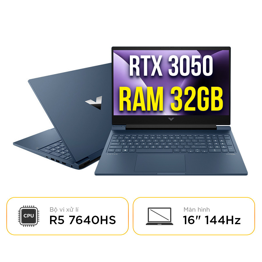 [New 100%] HP Victus 16 s0146AX - 9Q993PA - Ryzen 5-7640HS | 32GB | 512GB | RTX 3050 6GB | 16.1 inch FHD