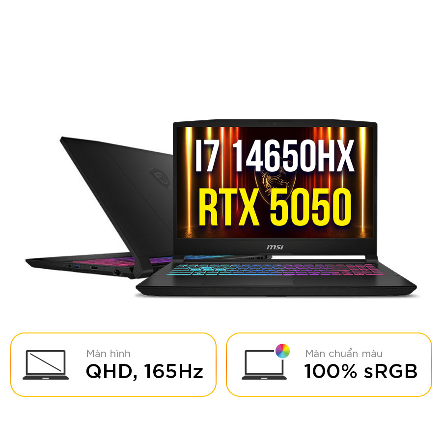 [New 100%] Laptop MSI Katana 15 HX B14WEK 027VN - Intel Core i7 14650HX | RTX 5050 | 15.6 Inch QHD 165Hz 100%DCI-P3
