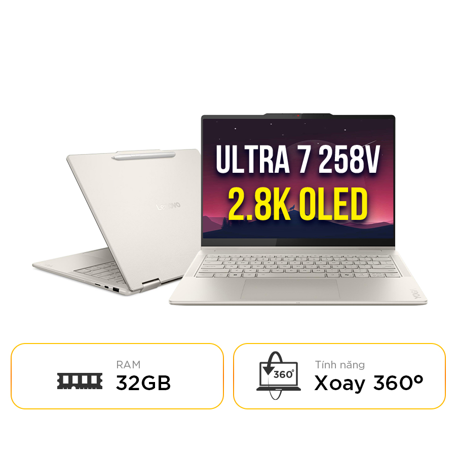 [New 100%] Laptop Lenovo Yoga 7 2 in 1 14ILL10 83JQ0093VN - Intel Core Ultra 7 258V | 32GB | 1TB | 14 Inch 2.8K OLED
