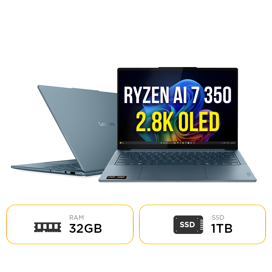 [New 100%] Laptop Lenovo Yoga Slim 7 14AKP10 83JY006PVN - AMD Ryzen AI 7 350 | 32GB | 1TB | 14 Inch 2.8K OLED 