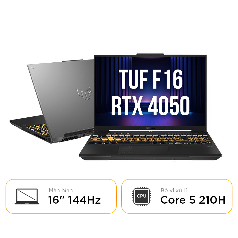 [New 100%] Laptop Gaming Asus TUF F16 FX607VU-RL045W - Intel Core 5 210H | RTX 4050 | 16 Inch 144Hz