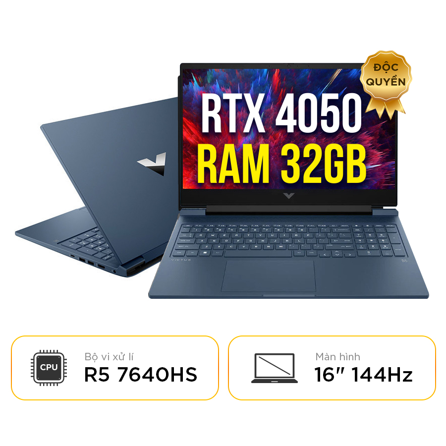 [New 100%] Laptop HP Victus 16-s0144AX 9Q991PA - Ryzen 5 7640HS | 32GB | 512GB | RTX 4050 6GB | 16.1 inch FHD 144Hz
