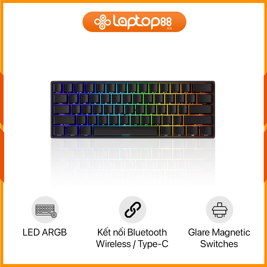 [New 100%] Bàn Phím Cơ AKKO MonsGeek FUN60 Max SP Black Akko Glare Magnetic Switches