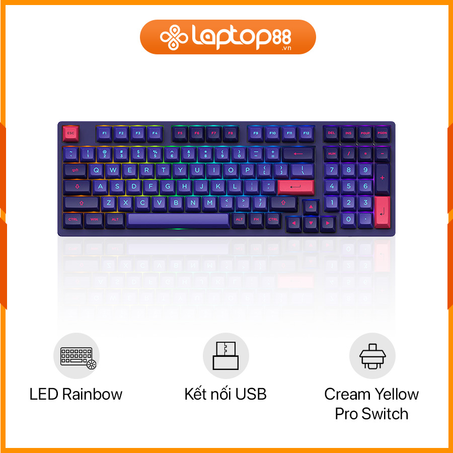 [New 100%] Bàn Phím Cơ AKKO 3098 Neon Cream Yellow Pro