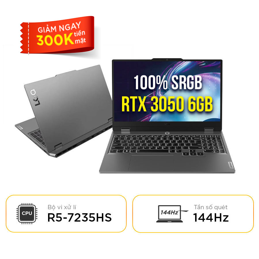 [New 100%] Laptop Lenovo LOQ 15ARP9 83JC00M3VN - AMD Ryzen 5  7235HS | RTX 3050 | 15.6 inch Full HD 100% sRGB 144Hz