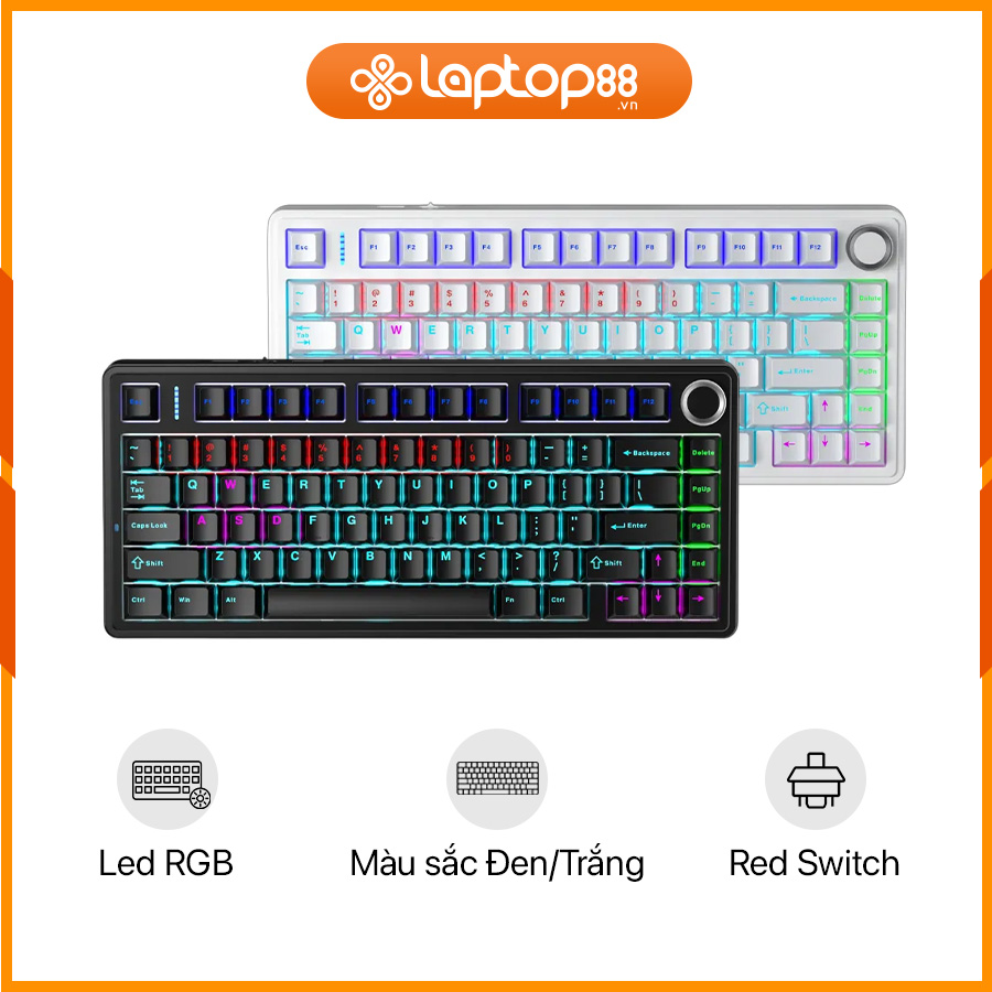 [New 100%] Bàn Phím Cơ AULA Có Dây F75 Gradient Red Switch (Đen/Trắng)