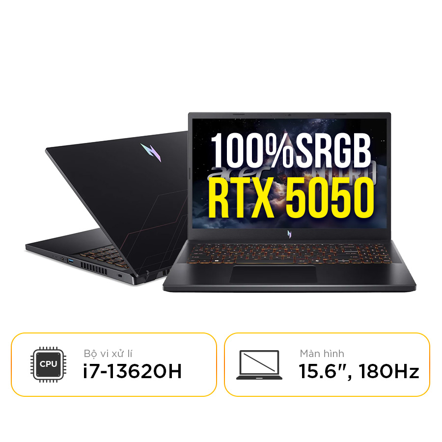 [New 100%] Laptop Gaming Acer Nitro V ProPanel ANV15-52-72BM - Core i7-13620H | RTX 5050 | 15.6 inch FHD 180Hz, 100%sRGB