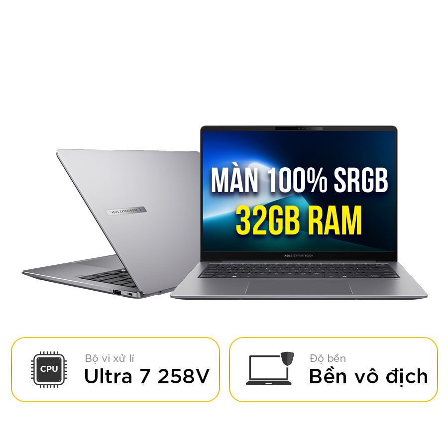 [New 100%] Laptop Asus ExpertBook P5 P5405CSA-NZ0442WS - Intel Ultra 7 258V | 32GB | 1TB | 14 inch WQXGA