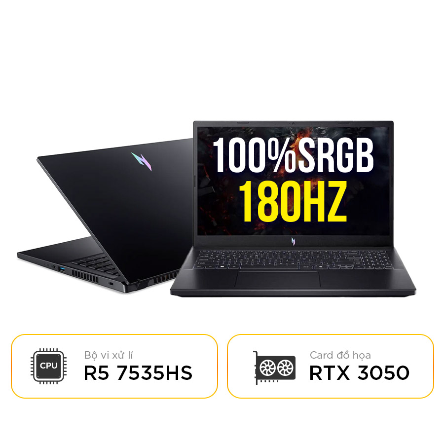 [New 100%] Laptop Gaming Acer Nitro V ProPanel  ANV15-41-R9M1 - AMD Ryzen 5-7535HS | RTX 3050 | 15.6 Inch 180Hz 100%sRGB