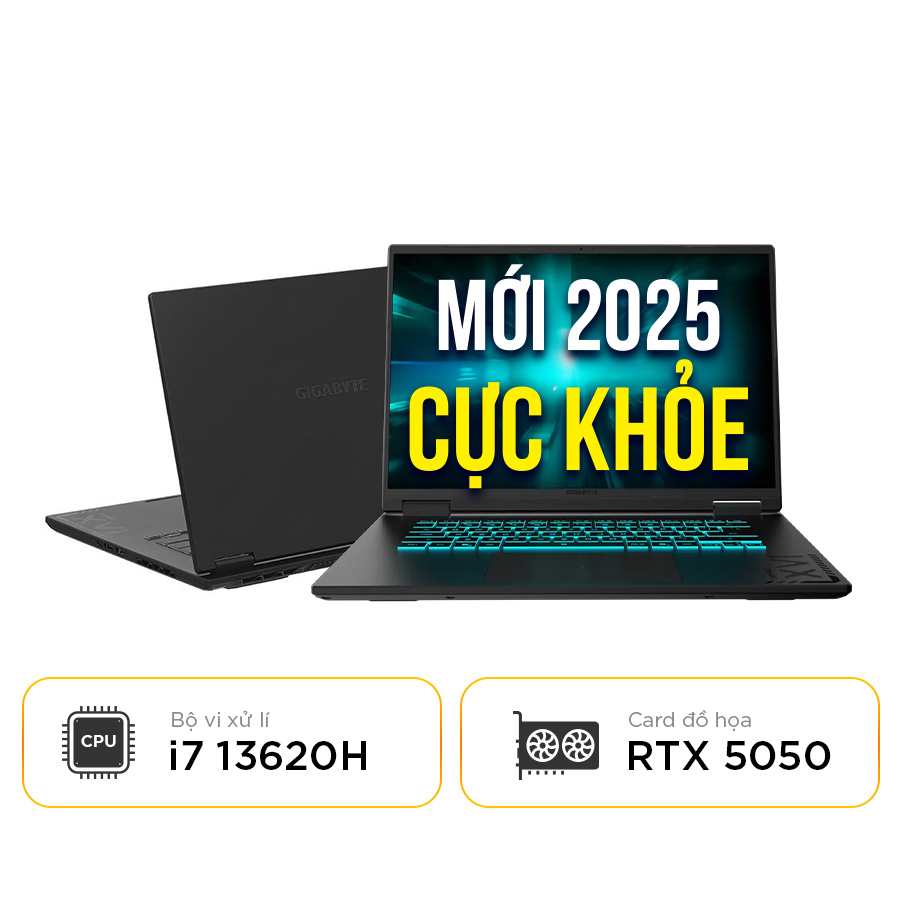 [New 100%] Laptop Gaming Gigabyte A16 CTHI3VN893SH - Intel Core i7 13620H | RTX 5050 | 16 Inch 165Hz