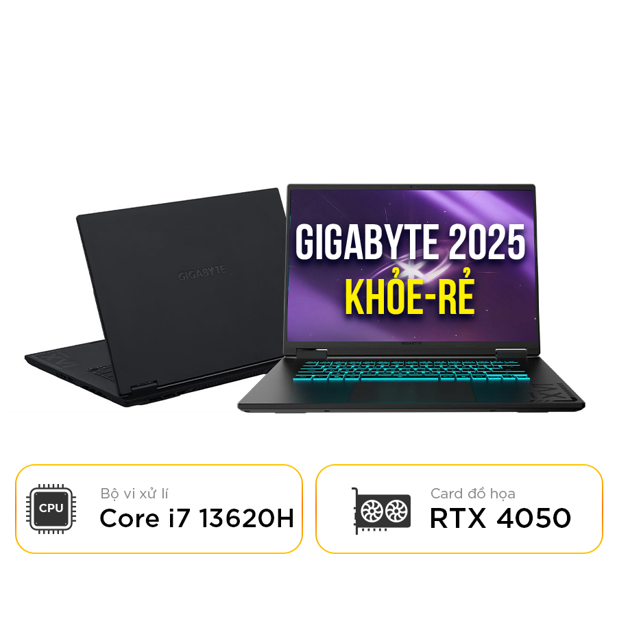 [New 100%] Laptop Gaming Gigabyte A16 CMHI2VN893SH - Intel Core i7 13620H | RTX 4050 | 16 Inch 165Hz