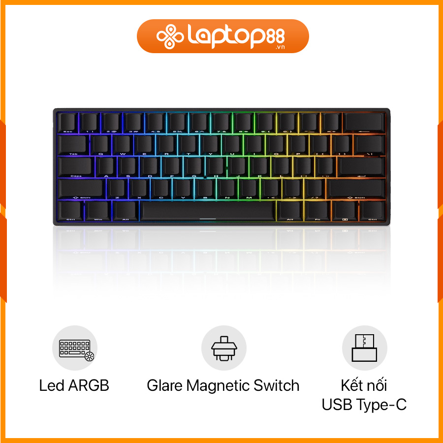 [New 100%] Bàn Phím Cơ Có Dây Akko FUN60 Pro SP Black Akko Glare Magnetic Switches 5943
