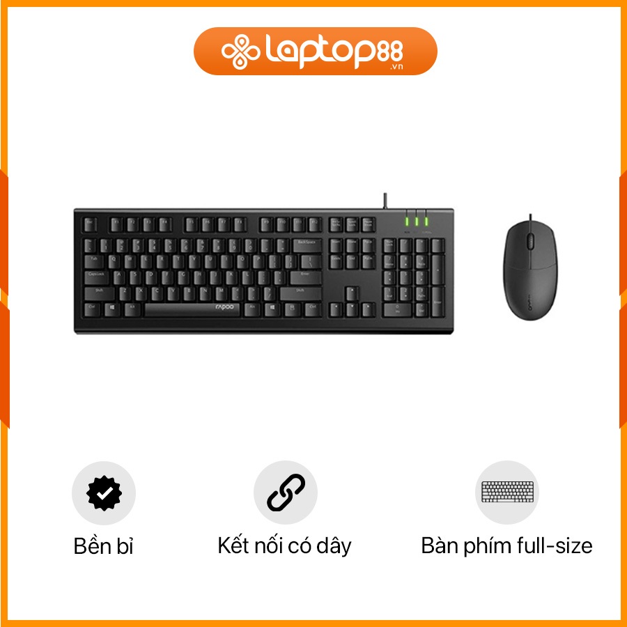 [New 100%] Bộ bàn phím chuột có dây RAPOO X125SE Black 12965