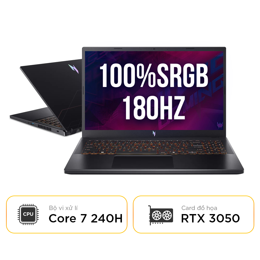 [New 100%] Laptop Gaming Acer Nitro ProPanel ANV15-52-74UM NH.QUBSV.003 - Core 7 240H | RTX 3050 6GB | 15.6 Inch Full HD 180Hz 100%sRGB