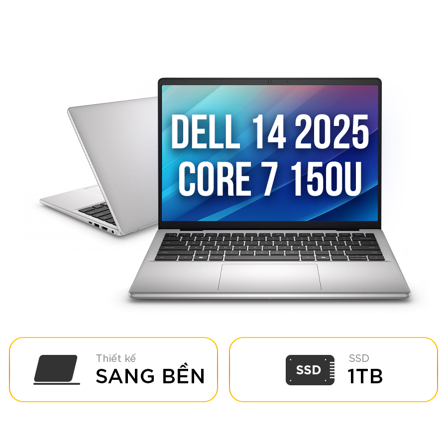 [New 100%] Laptop Dell 14 DC14250 C7U161W11SLU - Intel® Core™ 7-150U | 16GB DDR5 | SSD 1TB | 14 Inch Full HD+