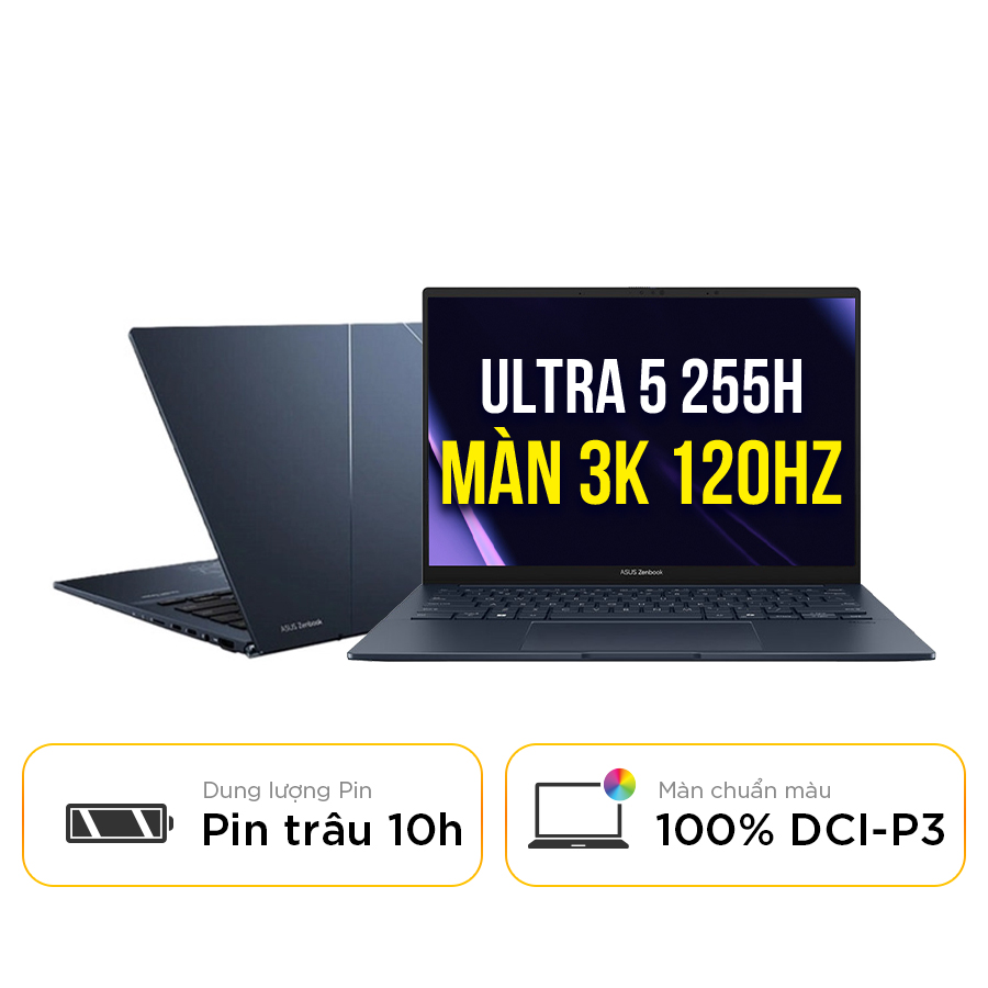 [New 100%] Laptop ASUS Zenbook 14 UX3405CA-ST628W -  Ultra 5 255H | 16GB | 512GB | 14 inch 3K 120Hz