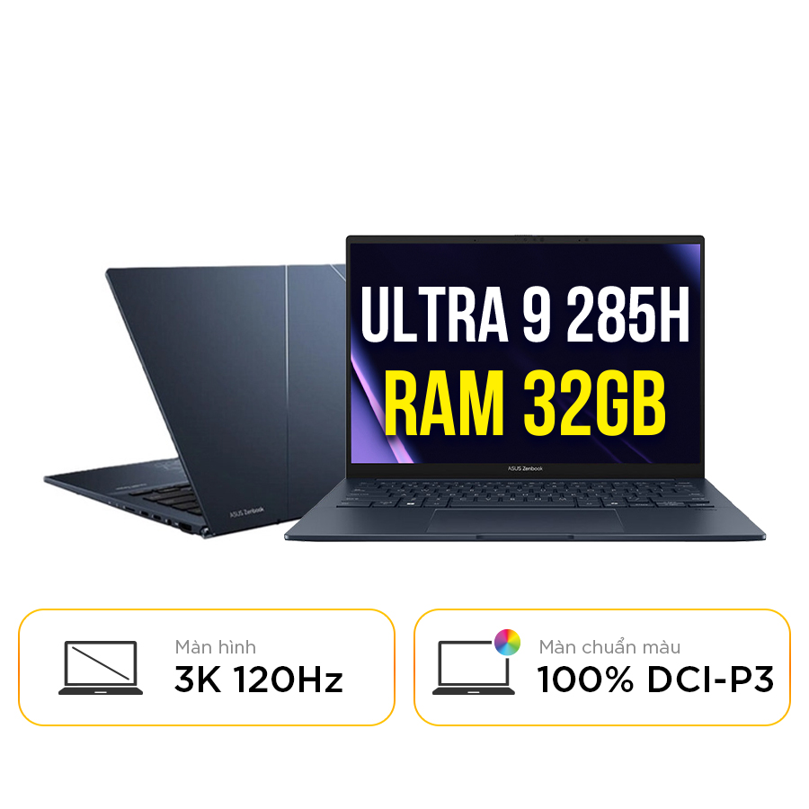 [New 100%] Laptop ASUS Zenbook 14 UX3405CA-ST648W -  Ultra 9 285H | 32GB | 1TB | 14 inch 3K 120Hz