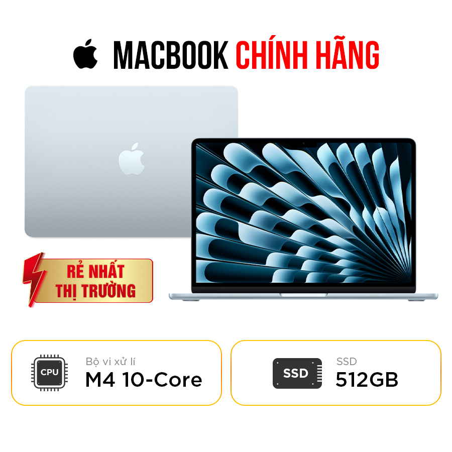 [New 100%] Macbook Air M4 - 10 Core CPU | 10 Core GPU | RAM 16GB | SSD 512GB |13.6 Inch Liquid Retina