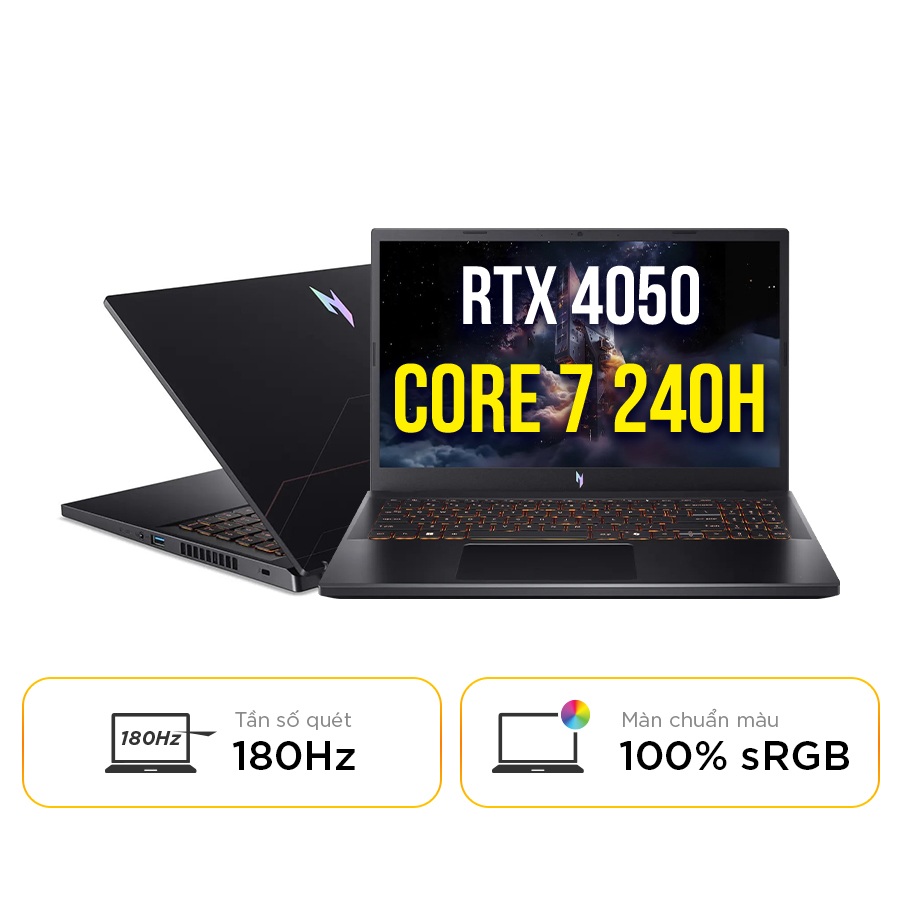 [New 100%] Laptop Gaming Acer Nitro ProPanel ANV15-52-73Z8 NH.QUASV.001 - Core 7 240H | RTX 4050 6GB | 15.6 Inch Full HD 180Hz 100%sRGB