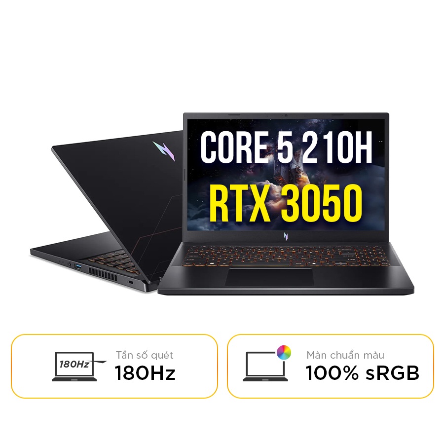 [New 100%] Laptop Gaming Acer Nitro ProPanel ANV15-52-50VA NH.QUBSV.002 - Core 5 210H | RTX 3050 6GB | 15.6 inch FHD 180Hz, 100%sRGB