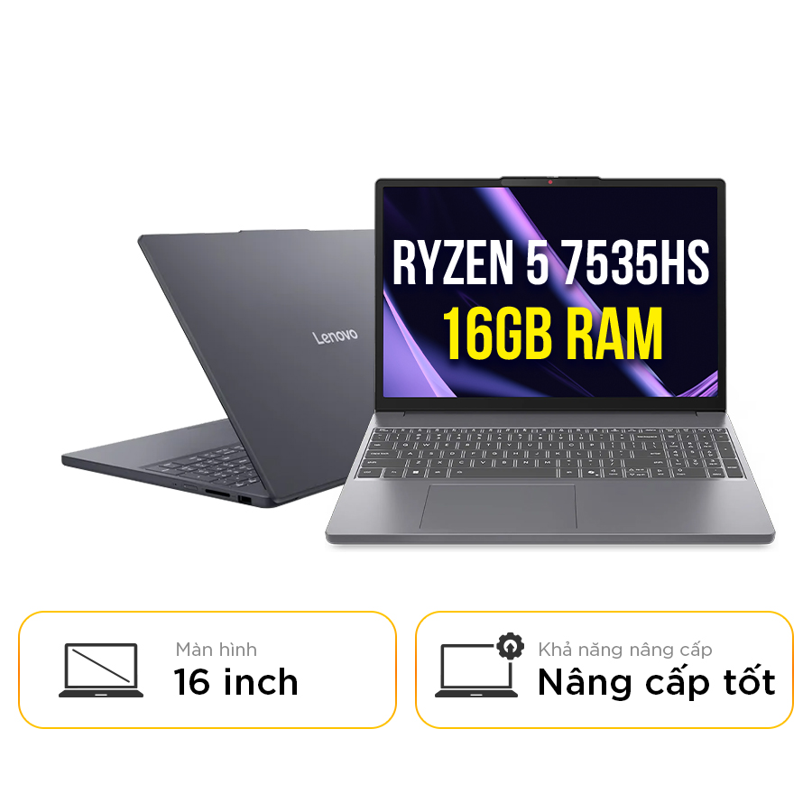 [New 100%] Laptop Lenovo IdeaPad Slim 3 16ARP10 83K80016VN - AMD Ryzen 5 7535HS | 16GB | 512GB | 16 Inch WUXGA