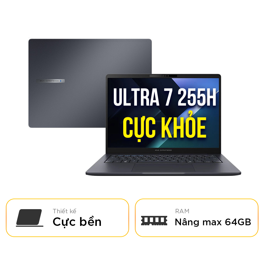 [New 100%] Laptop ASUS Expertbook B3 B3405CCA-LY0080W - Intel Core Ultra 7 255H | SSD 512GB | RAM 16GB | 14 inch Full HD+