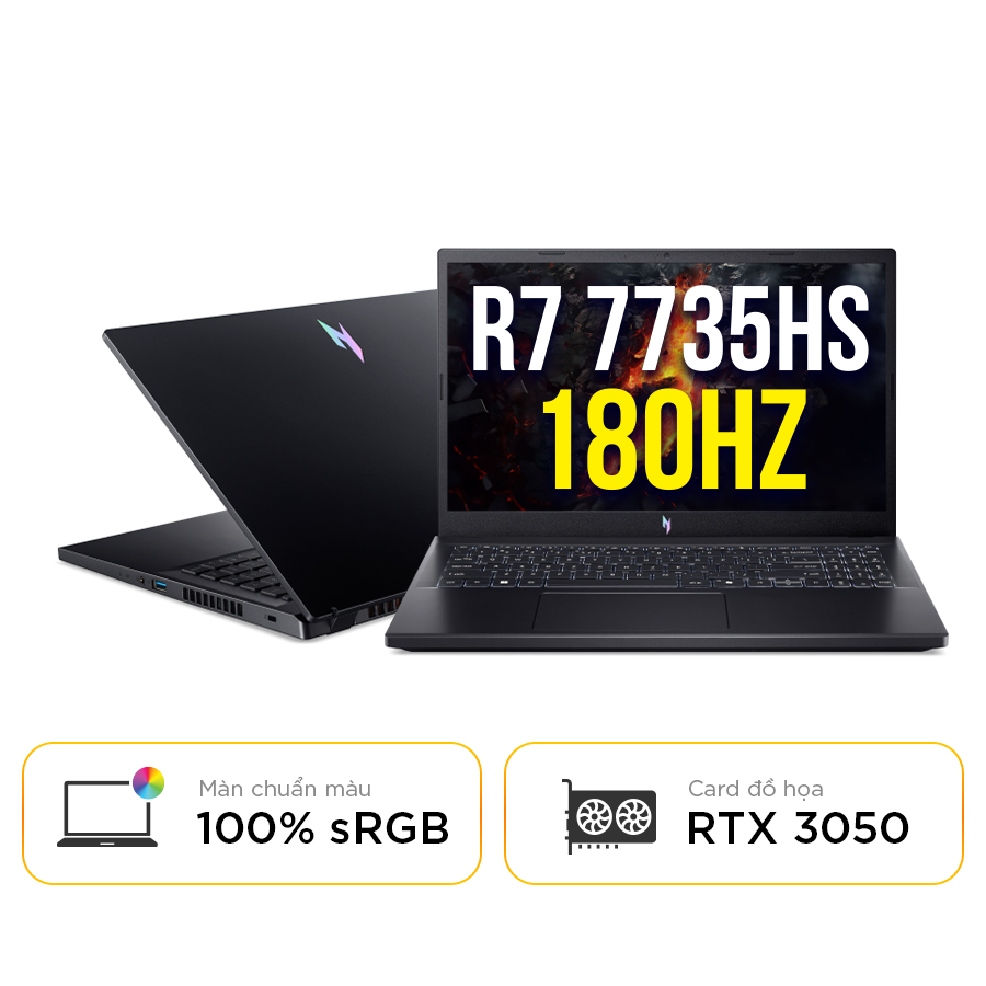 [New 100%] Laptop Gaming Acer Nitro ProPanel ANV15-41-R0FE NH.QPFSV.005 - AMD Ryzen 7 7735HS | RTX 3050 | 15.6 Inch 180Hz 100%sRGB