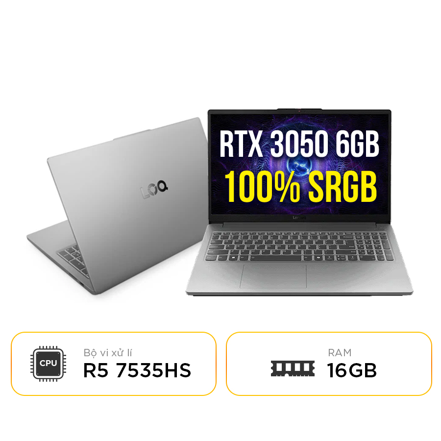 [New 100%] Laptop Lenovo LOQ Essential 15ARP10E 83S0000DVN - Ryzen 5 7535HS | RTX 3050 6GB | 15.6 inch Full HD 144Hz 100% sRGB