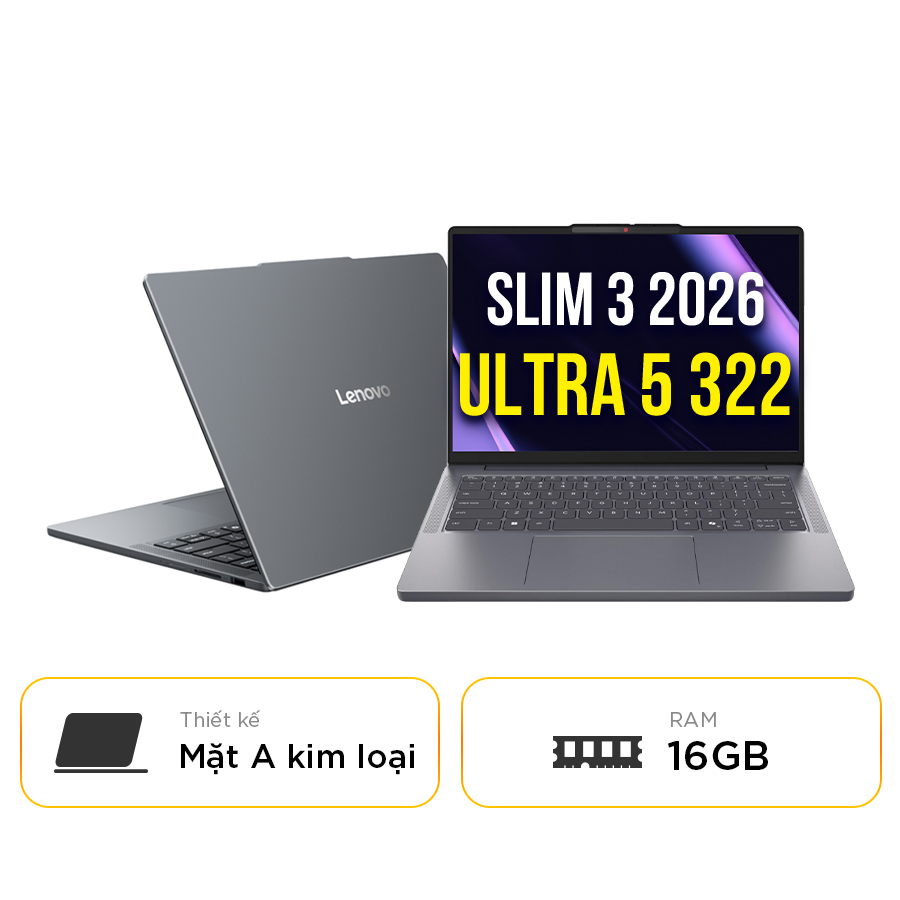 [New 100%] Laptop Lenovo IdeaPad Slim 3 14IPH11 83UQ003NVN - Ultra 5 322 | 16GB | 512GB | 14 Inch WUXGA