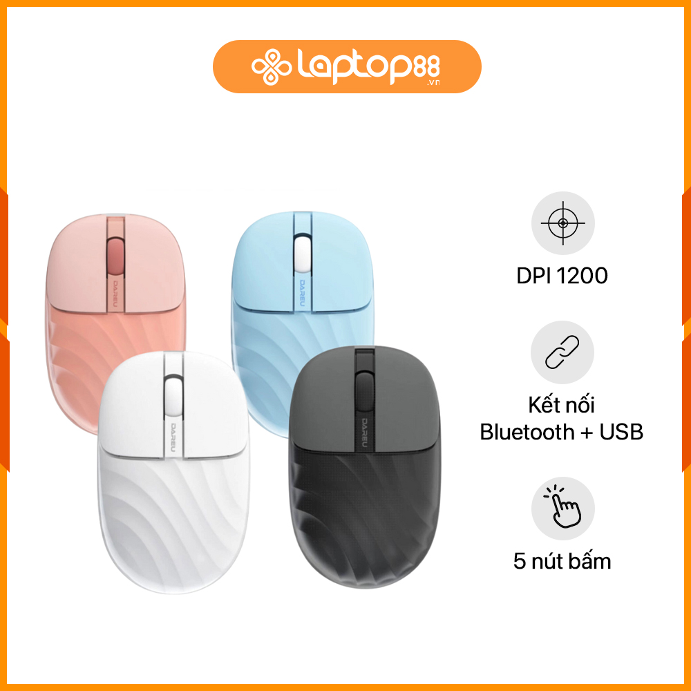 [New 100%] Chuột Không Dây DAREU LM135D Silent Black/White