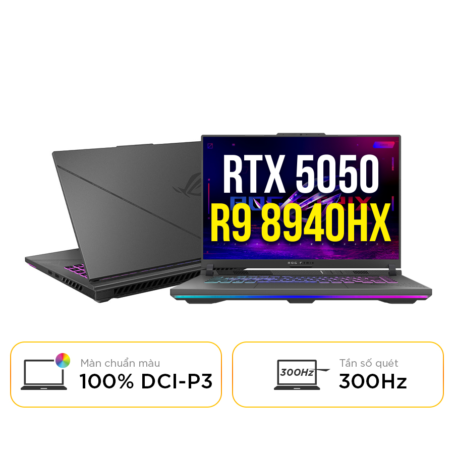 [New 100%] Laptop Gaming ASUS ROG Strix G16 G614PH-TS118W - AMD R9-8940HX | 16GB | 512GB | RTX 5050 | 16 Inch WQXGA 300Hz