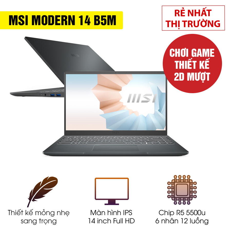 [Mới 100% Full box] Laptop MSI Modern 14 B5M 064VN - AMD Ryzen 5